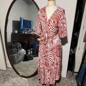 Anthropologie Bodhi Faux Wrap Cropped Blouse Top and Skirt set